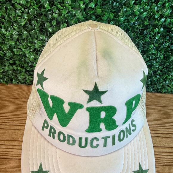 Vintage 80s WRP Productions Trucker Felt Print Adult Hat Cap - Picture 9 of 9
